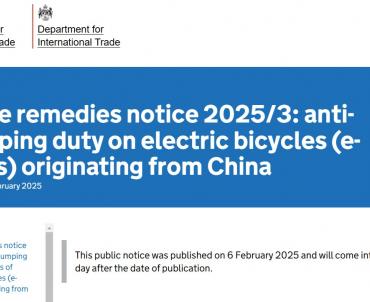 UK Lifts Anti-Dumping and Countervailing Tariffs on Non-Folding E-Bikes from China